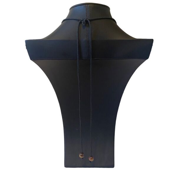 Six Piece Stone Tribal Looking Necklace on Black Adjustable Slide Cord. - Picture 5 of 6